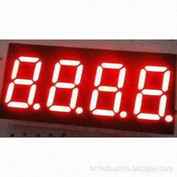 Four-digit 7 segment led display , 0.8 inch red , common Anode , white segment and black surface